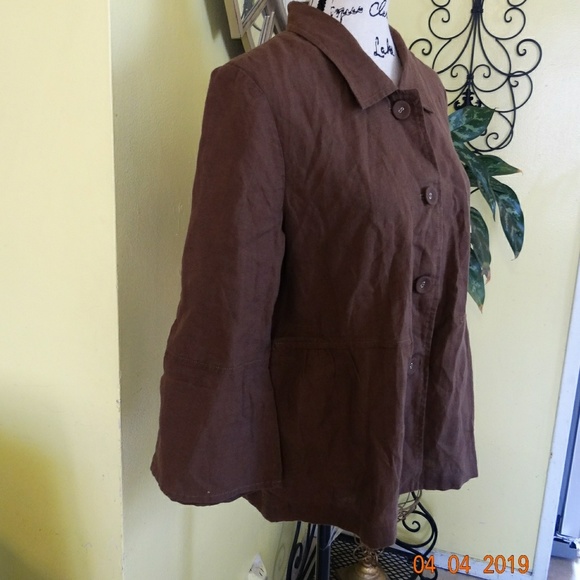 J. Jill Brown Linen Button Jacket - Picture 4 of 7